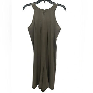 Adele Fado Silk Romper Size 42 Pleated Top Keyhole Halter Neck Made In Italy